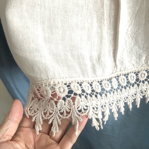 Terzo Millennio  100% linen - 3x -Cream Blouse with Lace Detail- made in Italy - Picture 2 of 10